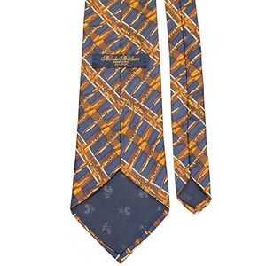 Brooks Brothers Made In USA 100% Silk Tie Men's Blue Yellow Necktie NWOT New Tie